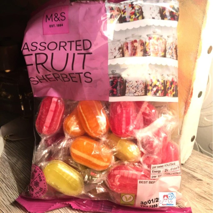 

Marks and Spencer candy - Assorted FRUIT Sherbets - permen