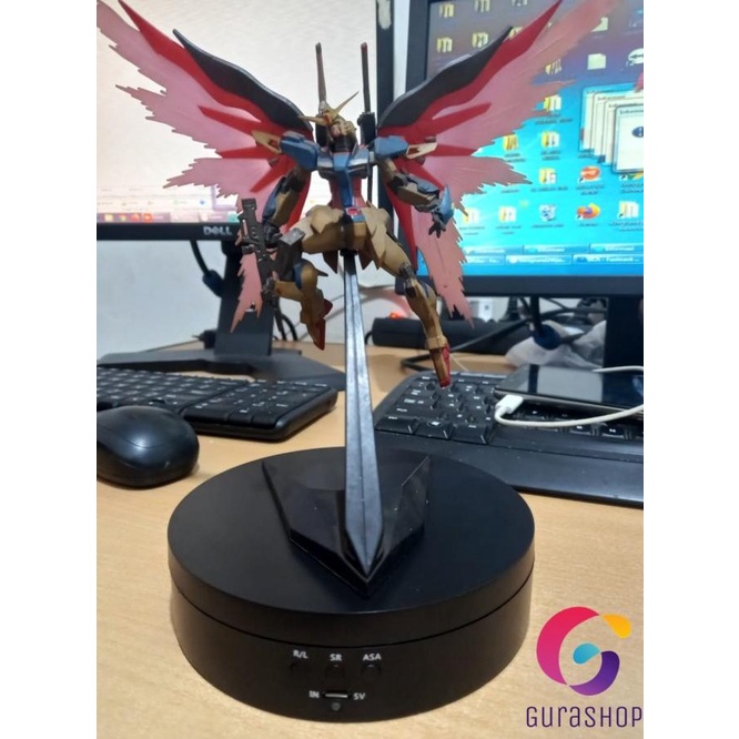 Display Stand Rotating Turntable Diecast Pesawat Gundam Mobil Usb