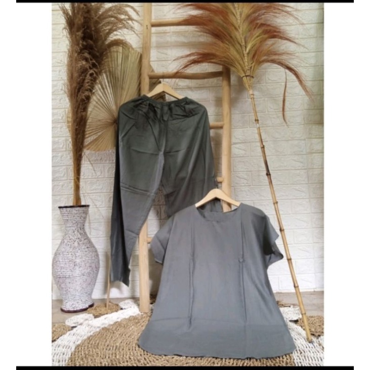 Piyama Rayon Polos Setelan Celana Tangan Pendek Pajamas Bahan Adem