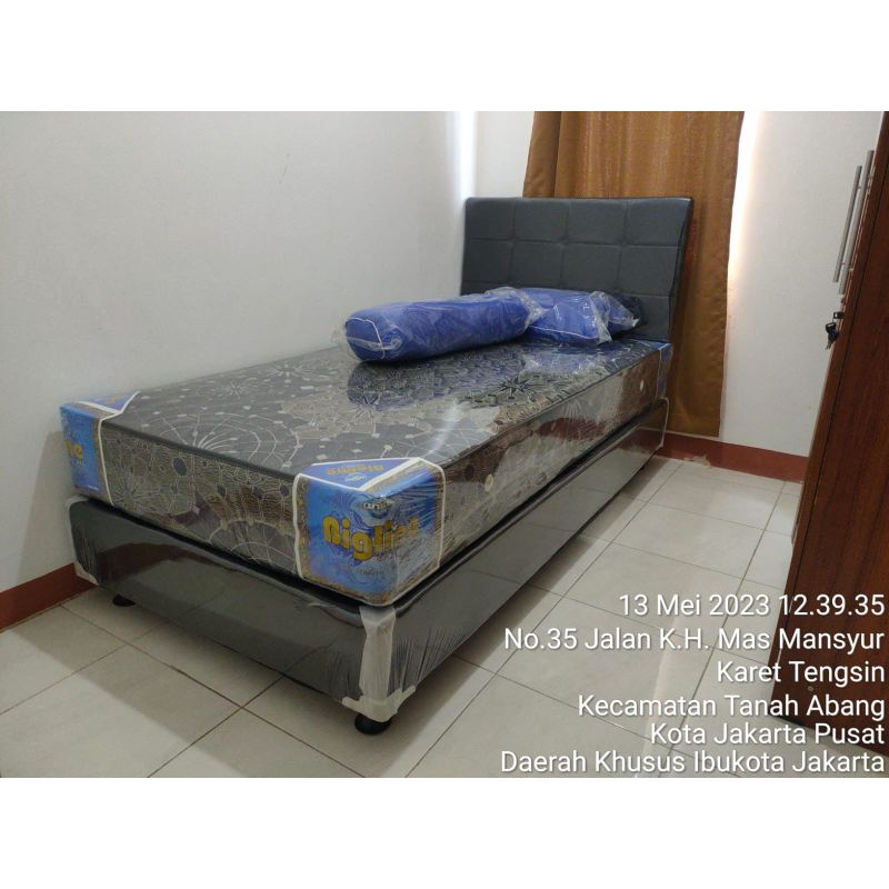 Springbed Bigline by Bigland 120x200 Full set kasur divan sandaran bantal dacron 2 bh