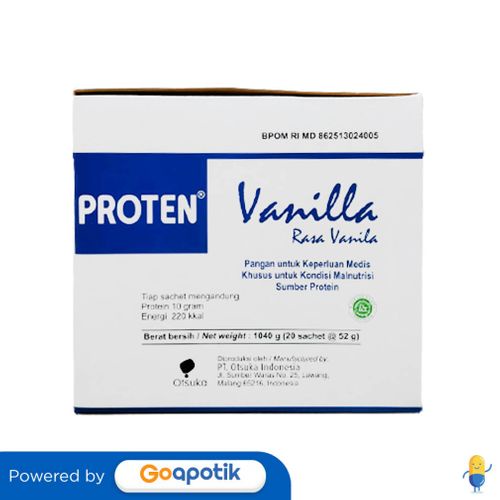 

PROTEN RASA VANILA 52 GRAM BOX 20 SACHET