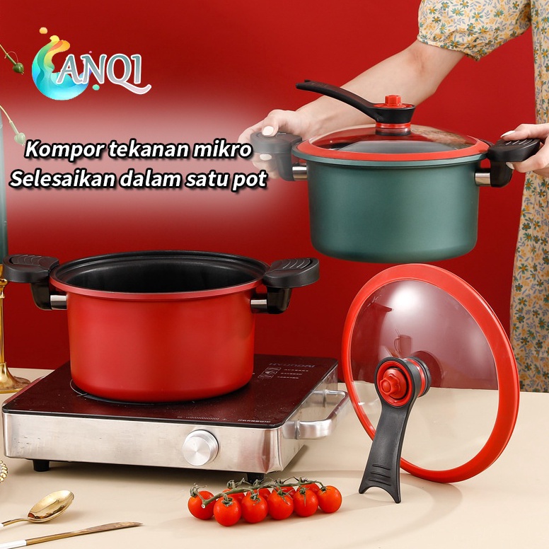 READY: ANQI SHOP Panci Presto Teflon Pressure Cooker Pot Anti Lengket Panci Presto 3,5 Liter VS-1805