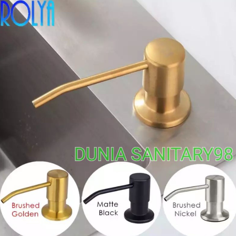 Soap dispenser Wastafel Kitchen sink Tempat sabun Bak cuci piring kepala stainless Gold Black Hitam 