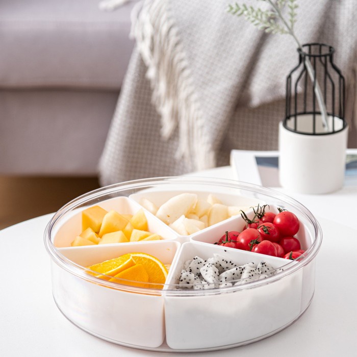 

Iuiga Round Multi-Compartment Snack Serving Box - Kotak Makanan