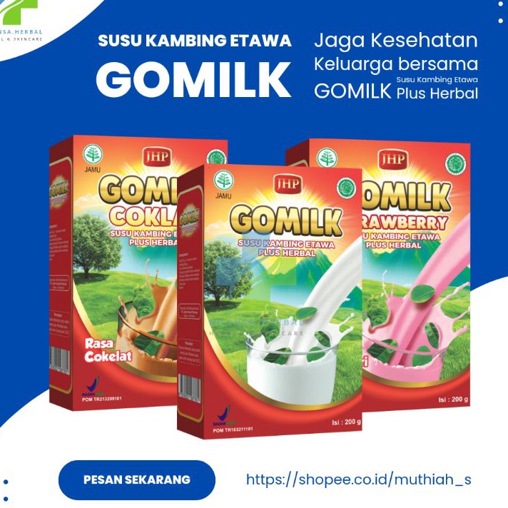 

Dijamin Ori>/ (bonus jahe) GOMILK 200gram - SUSU KAMBING ETAWA PLUS HERBAL