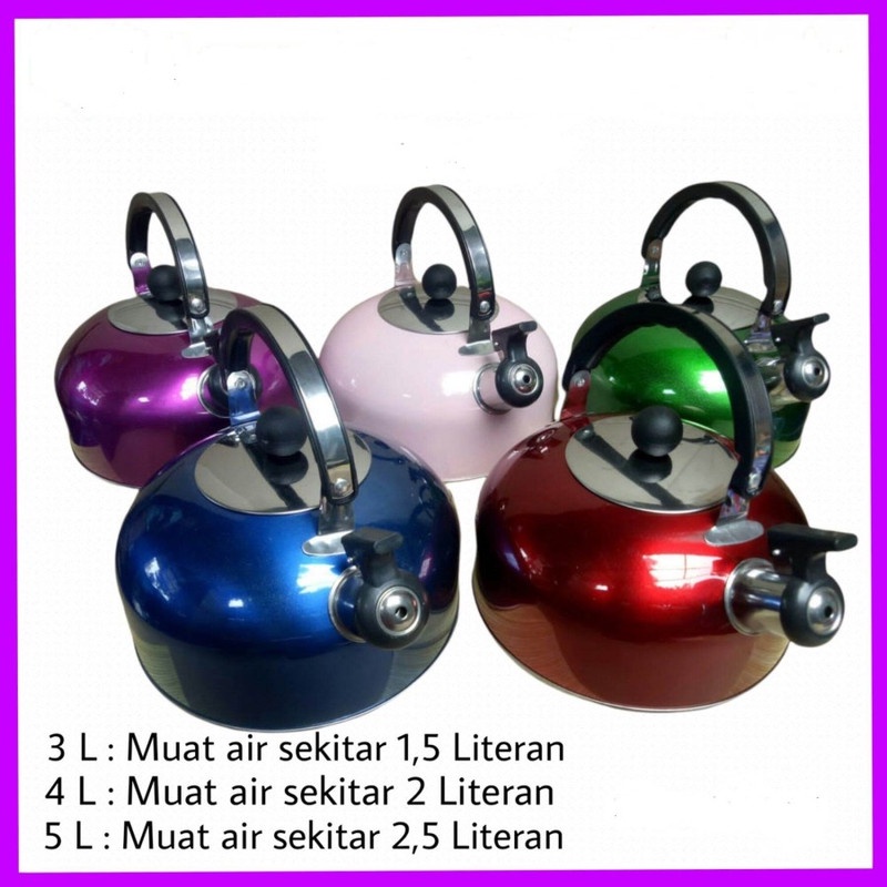 Teko Bunyi Warna SS Teko Air Siul Ketel Siul Tebal Stainless Steel Whistling Kettle