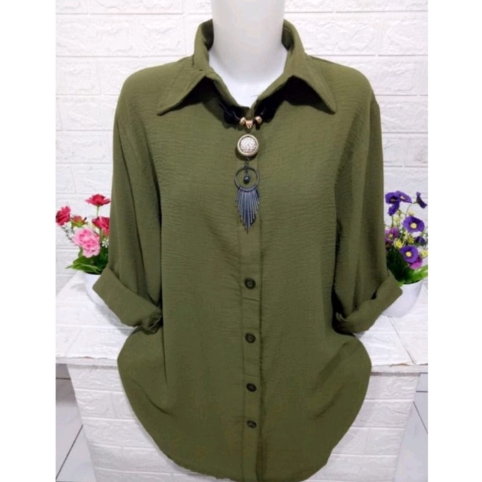 Tren terbaru KEMEJA WANITA CRINKLE AIR FLOW PREMIUM TERBARU / ATASAN WANITA KEKINIAN / BAJU WANITA B