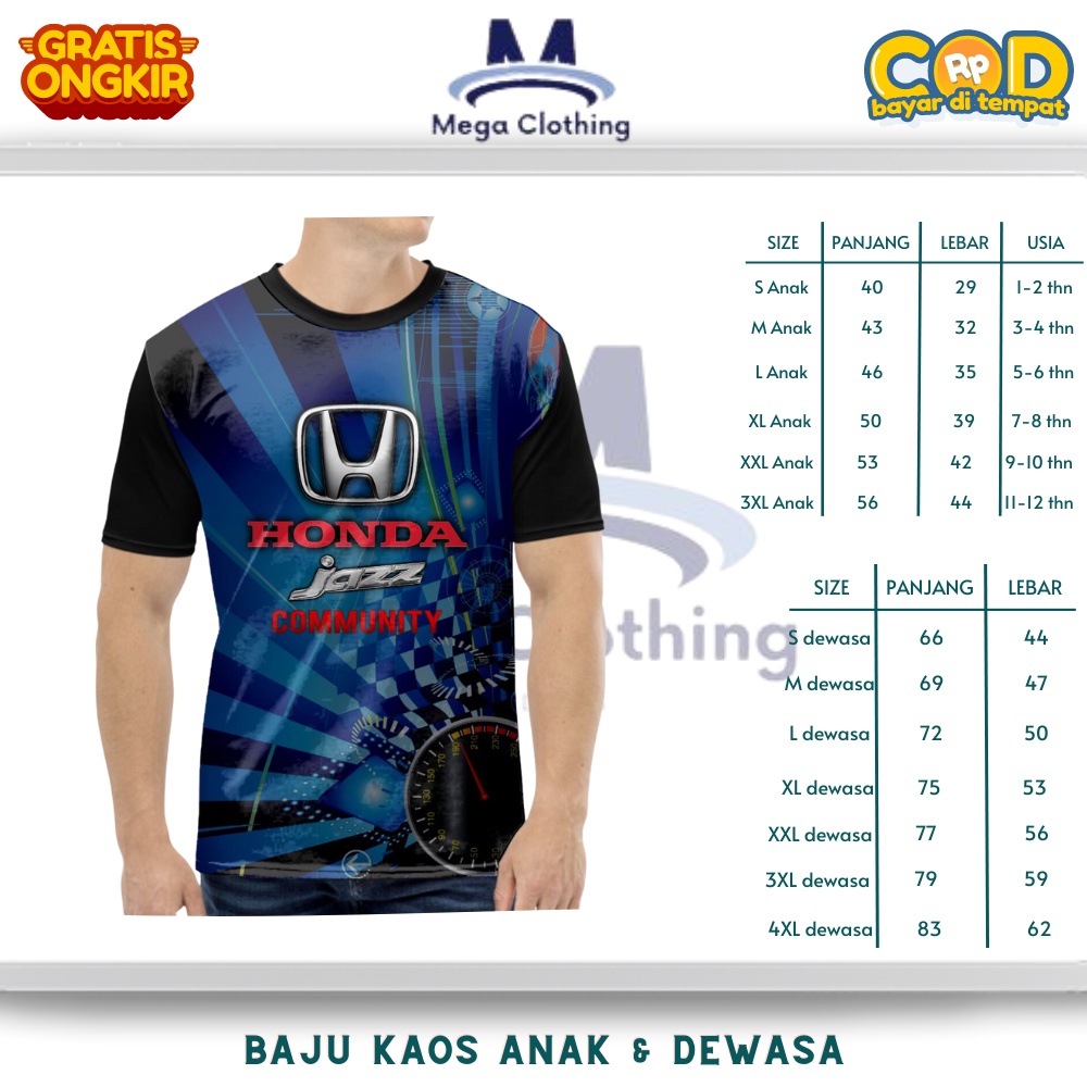 Kaos Club Mobil Jazz Honda Unofficial Anak & Dewasa - Baju Couple Anak & Dewasa Club Mobil Jazz Hond