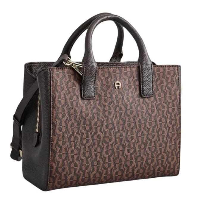 Tas Aigner Bea Tote Black And Brown Original