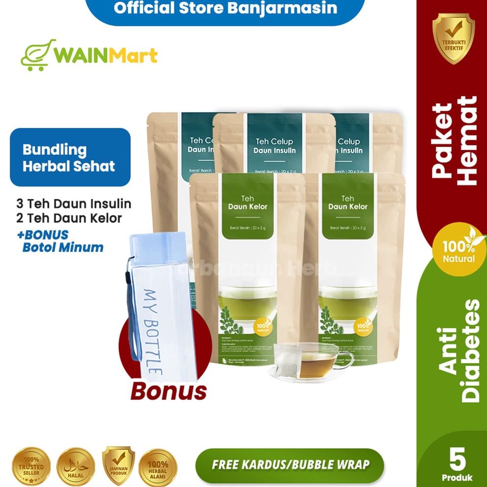 

PAKET HEMAT ANTI DIABETES (2 PCS TEH CELUP KELOR + 3 PCS TEH CELUP INSULIN) FREE MY BOTTLE Best Seller