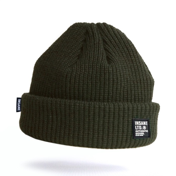 TOPI PRIA ORIGINAL INSANELTD - Kupluk Pria Wanita Stark | Double Rajut Beany Hat - Army K2I2 terbaru