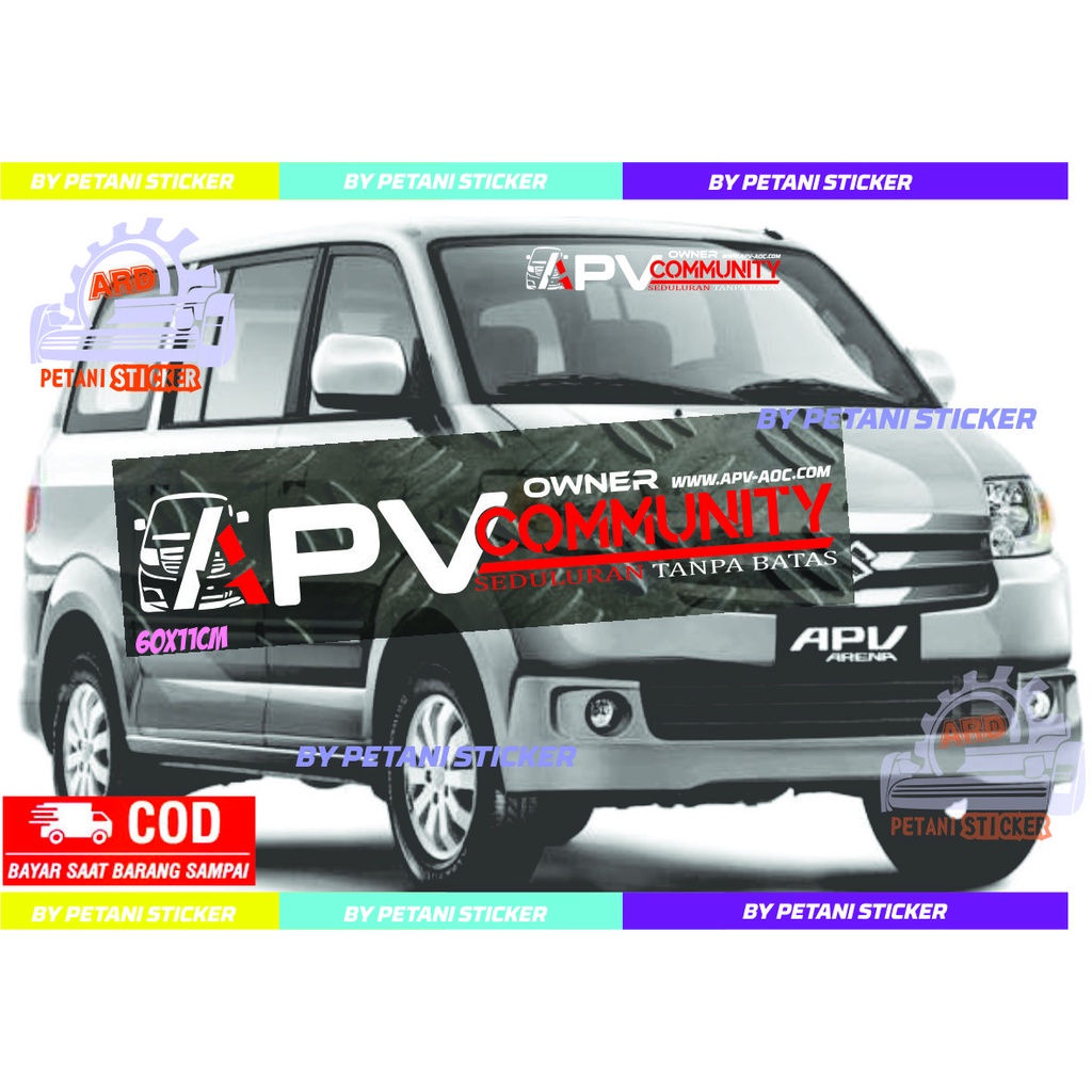 TERBARU STIKER STICKER MOBIL APV KACA DEPAN APV COMMUNITY CLUB PELINDUNG MATAHARI CUSTOM TEXS CUTTIN