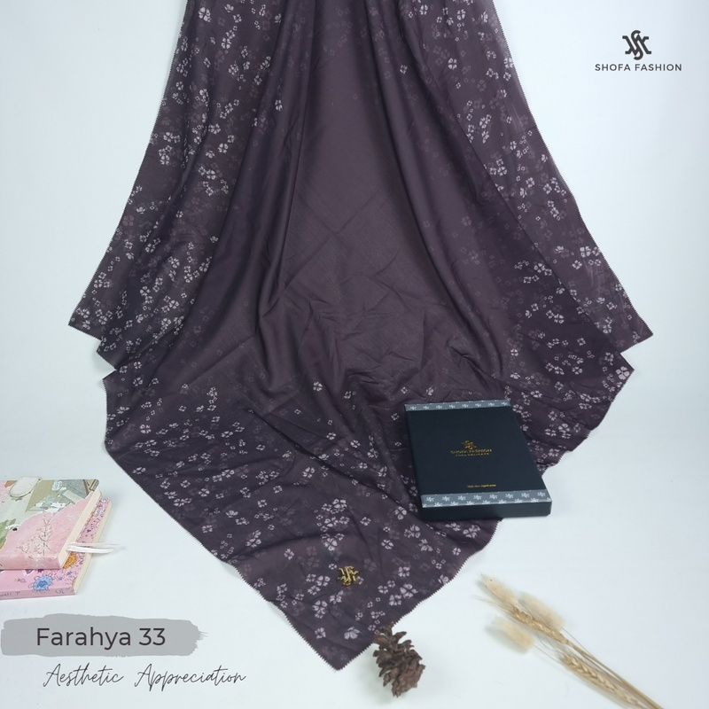 (Farahya 033) Shofa Fashion - FARAHYA PART 3  Series Hijab Segi Empat Voal Motif Orin Hardbox