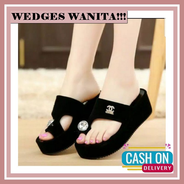 Weges Remaja Casual Sendal Wedges Terbaru Wages Kekinian Wejes Wanita Murah Wedges Kekinian Weges Im