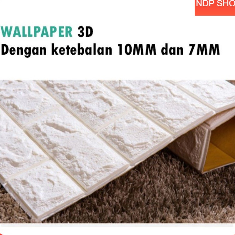 NDP Wallpaper Dinding 3D 7mm 10 mm batu bata putih/ wallpaper anti air 3D Foam 77x70cm wallfoam anti