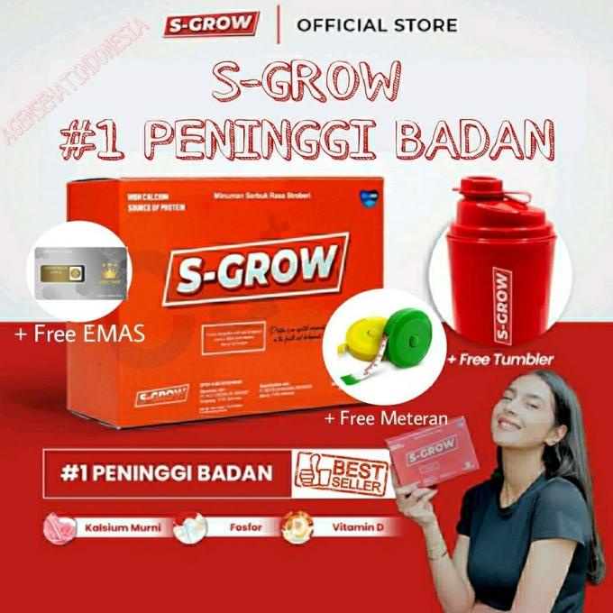 S-GROW Suplemen Susu Peninggi Badan Kalsium Terbaik Sgrow Strawberry