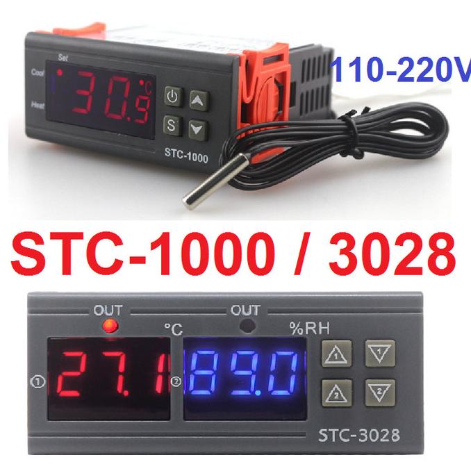 Thermostat Hygrostat Digital STC-3028 STC-1000 atur Suhu Kelembaban