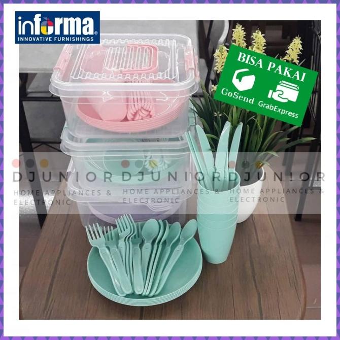 INFORMA - PIKNIK SET PERALATAN MAKAN / PIRING SET PLASTIK TEMPAT MAKAN