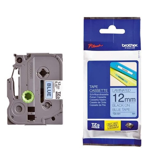 

Aurealiamall Brother Label Tape Tze-531 12Mm X 8M Laminated Tape Black On Blue