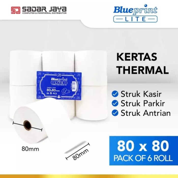 

Aurealiamall Promo Isi 6Pcs Blueprint Paper Thermal 80X80 Kertas Struk Nota Karcis