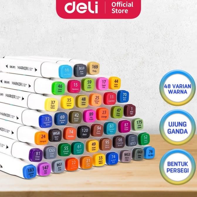 

Deli spidol 48warna dengan ujung Tip ganda Desain profesional 70801-48