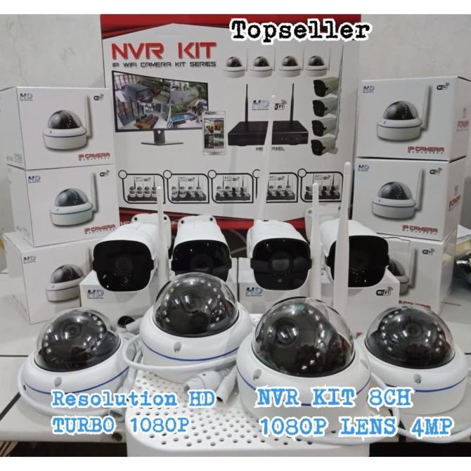 PAKET CCTV NVR KIT 6 KAMERA(KAMERA CCTV FULL WIRELESS HD TURBO) NVR 8