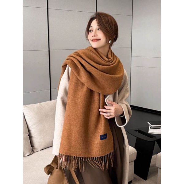 NEW Syal Cashmere Korea Warna Polos 2 sisi/double-sided two-color tassel