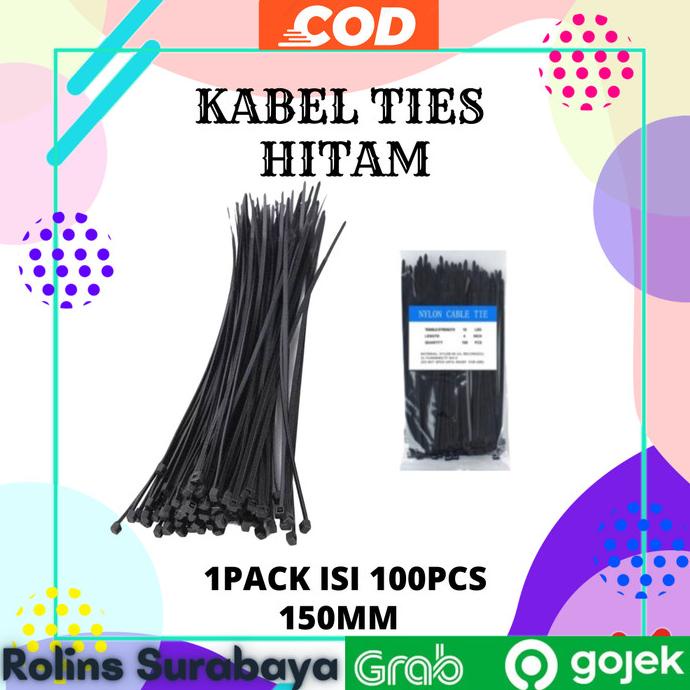 

$$$$] CABLE TIES KABEL TIS WARNA ISI 100 PCS 10 15 20 25 30 CM HIGH BLACK