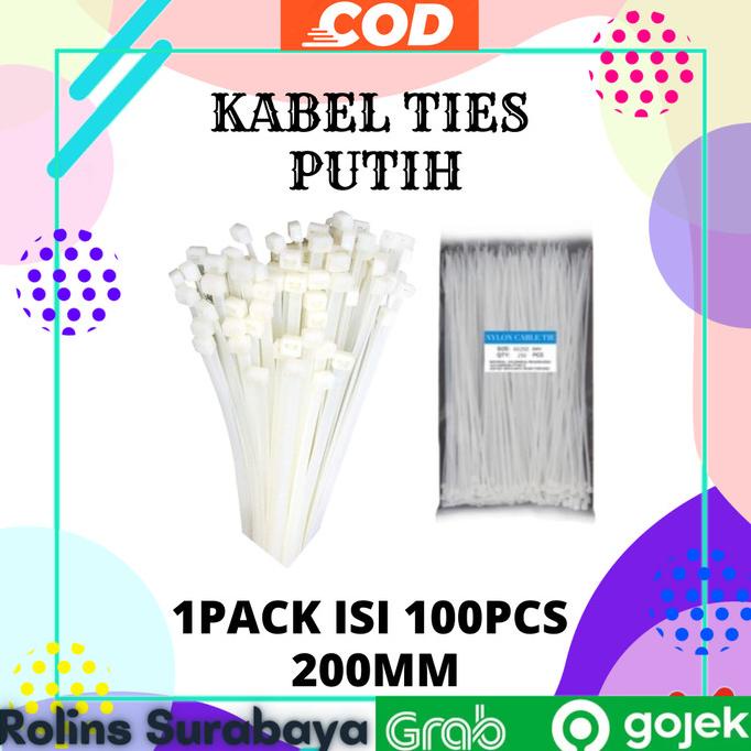 

^^^^^] kabel ties 20cm Putih 200mm kabel tis 20 cm isi 100