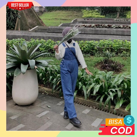 Jumpsuit Jeans Wanita Overall Panjang Longgar Jumbo Baju Kodok Celana Denim Oversize Premium Import 