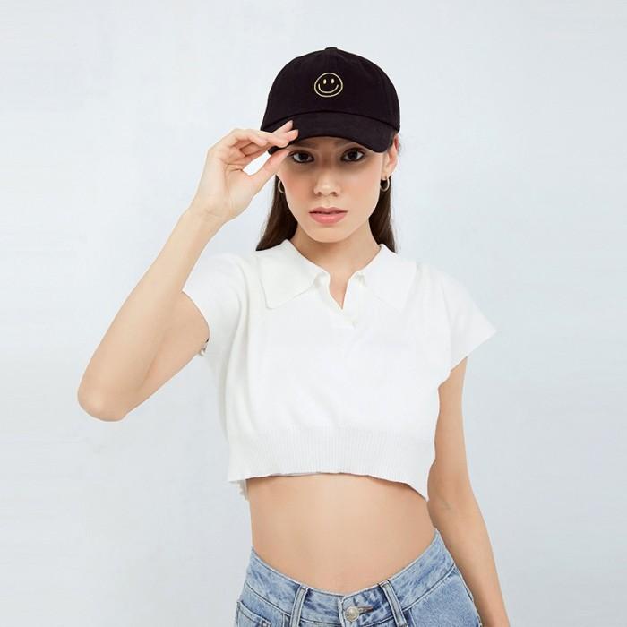 Kkv Smile Emoji Hat Topi Baseball Cap Topi Bisbol Bordir Emoji Fashion