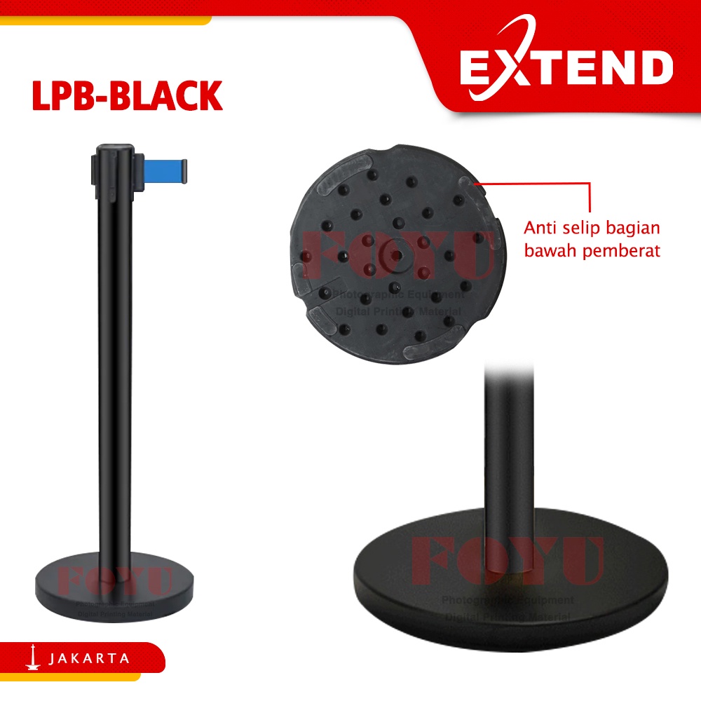

RB Tiang Pembatas Antrian Antrean Pita Coating Black Stainless Hitam Besi Queue Que Line Pole