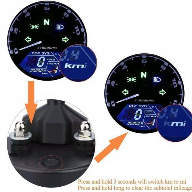 TACHOMETER SPEEDOMETER BABON ODOMETER DIGITAL FULL FITUR MOTOR