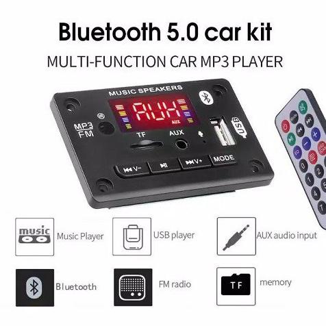 CHE095 Kit Modul MP3 Bluetooth Wireless Player 5.0 Module Audio Speaker Decoder Board Slot/USB /FM Remote LCD Display *