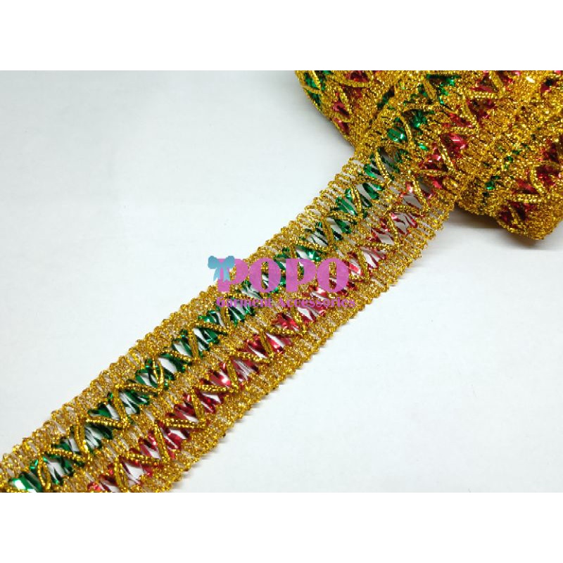 RENDA INDIA NO.8080 EMAS PELANGI LEBAR 4.5 CM (17 YARD)