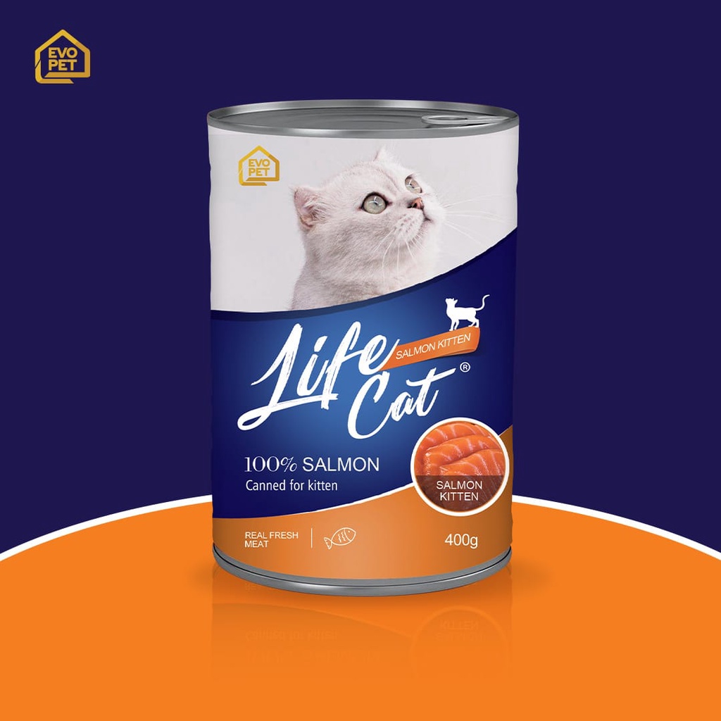 EXPEDISI ( 24 KALENG / 1 DUS ) Makanan Kucing Life Cat Kaleng Salmon Kitten 400G Wet Food