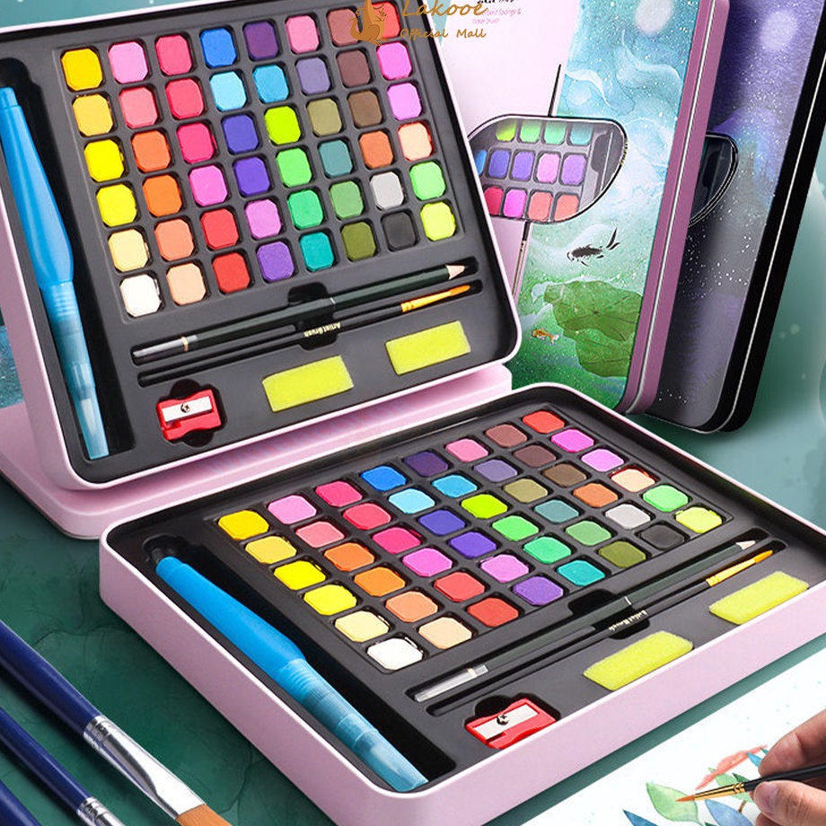 

Baru Lakooe 48 Cat air lukis Watercolor set anak Lengkap kuas lukis set Buku watercolor paper Alat lukis