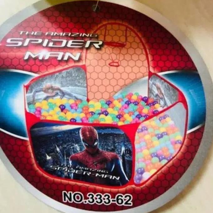 Tenda Pop Up Spiderman Kolam Mandi Bola Mainan Anak & Basket Ring