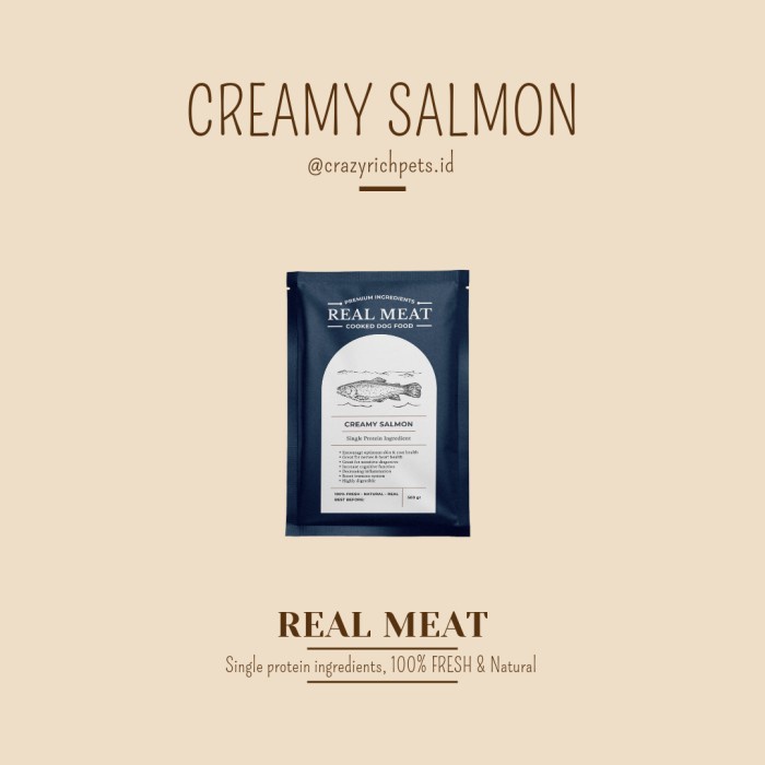 

Real Meat - Creamy Salmon Cooked Food For Dogs Makanan Anjing