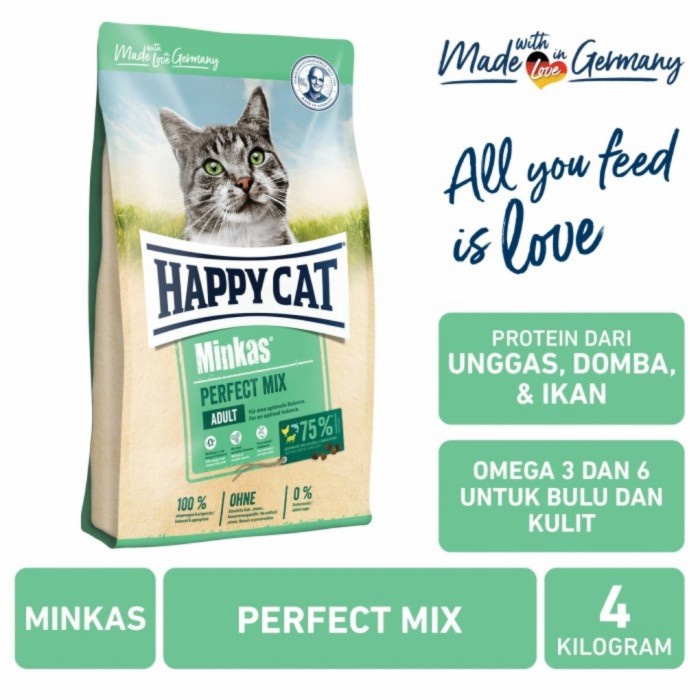 

Happy Cat Minkas Perfect Mix Adult 4Kg - Makanan Kucing Happy Cat