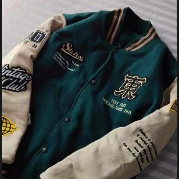 Varsity Baseball Japan Vintage Jaket Baseball Vintage Club Hijau - XXL