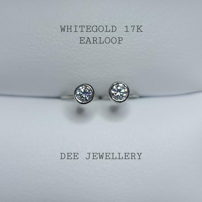 Hiasan Anting Anak Toge Earloop Whitegold 17K