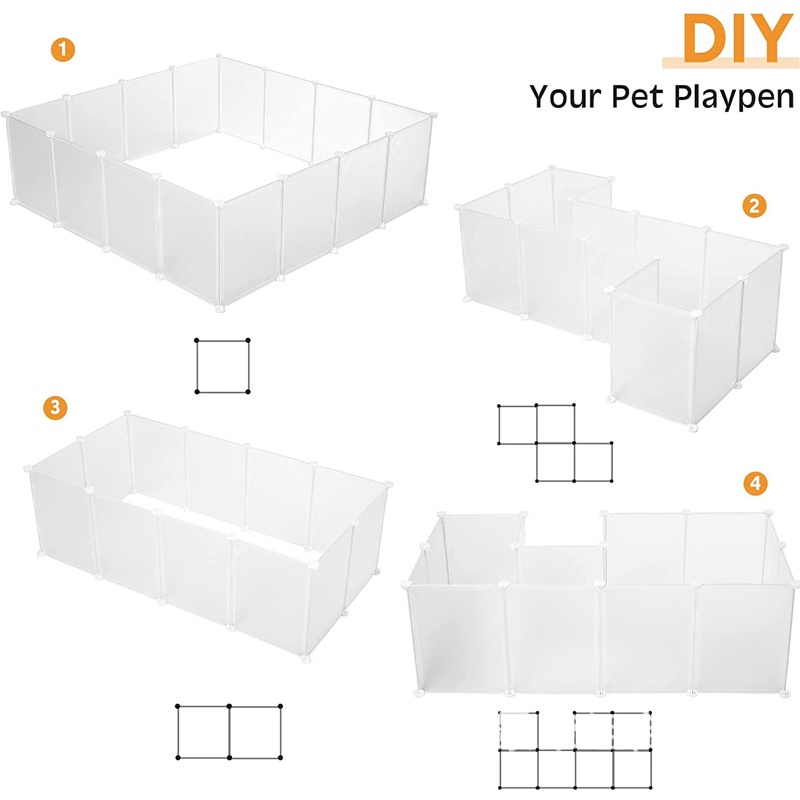 12pcs FullTransparent Kandang Kelinci 35*35CM DIY Kandang Hamster / Kandang Kucing Tingkat / Kandang Anjing / Kandang Pagar Besi Lipat / Kandang Burung / Pagar Kucing