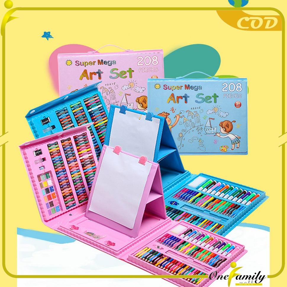 

ONE-A29 Pensil Warna Crayon Set Isi 208PCS / Peralatan Gambar Lukis Anak Mewarnai / Oil Paste Alat Tulis Colouring Book kids