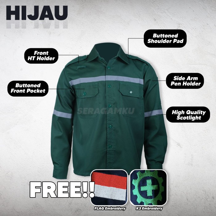 Wearpack Wearpack Safety Hijau Werpack Atasan Kemeja Baju Kerja Murah Seragamku