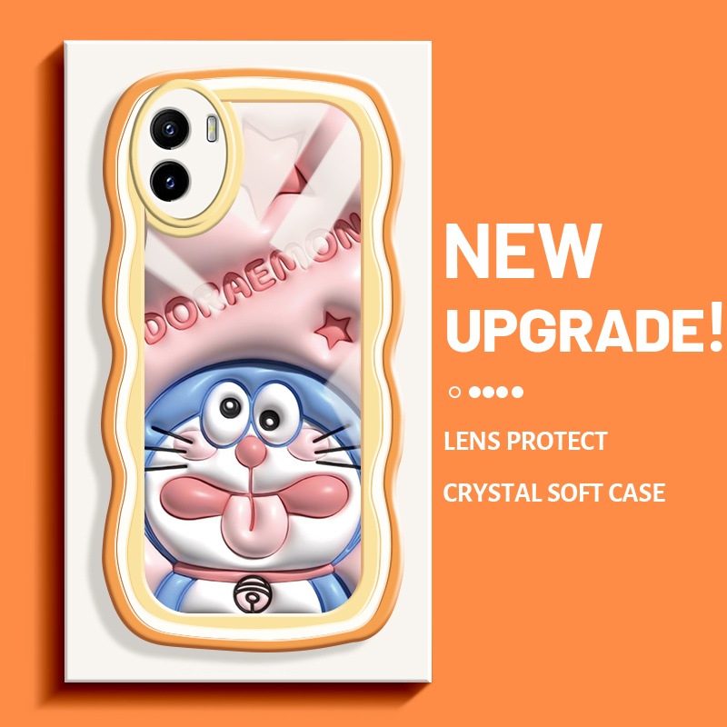Casing Ponsel untuk VIVO Y15s Y15a Y01 Case kartun merah muda HP bintang pola Doraemon wadah Telepon