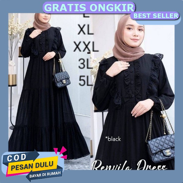 Le Khari Naomi Dress Bahan Rayon Twill Gamis Homedress Size S - Xl Atasan Perempuan Gamis Satin Gsmi
