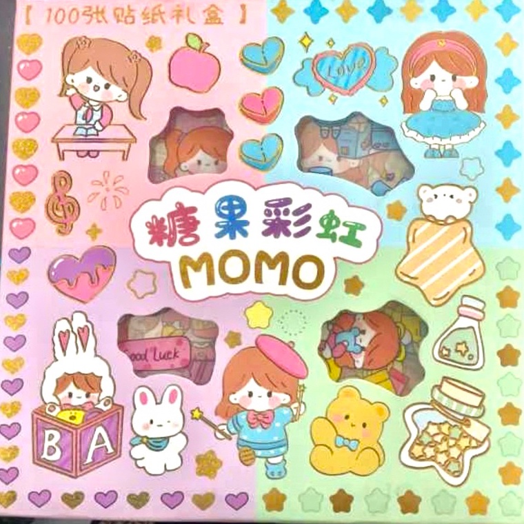 

STIKER MOMO ISI 100pc MOTIF RANDOM KEMASAN BOX BARANG READY STCOK Diskon