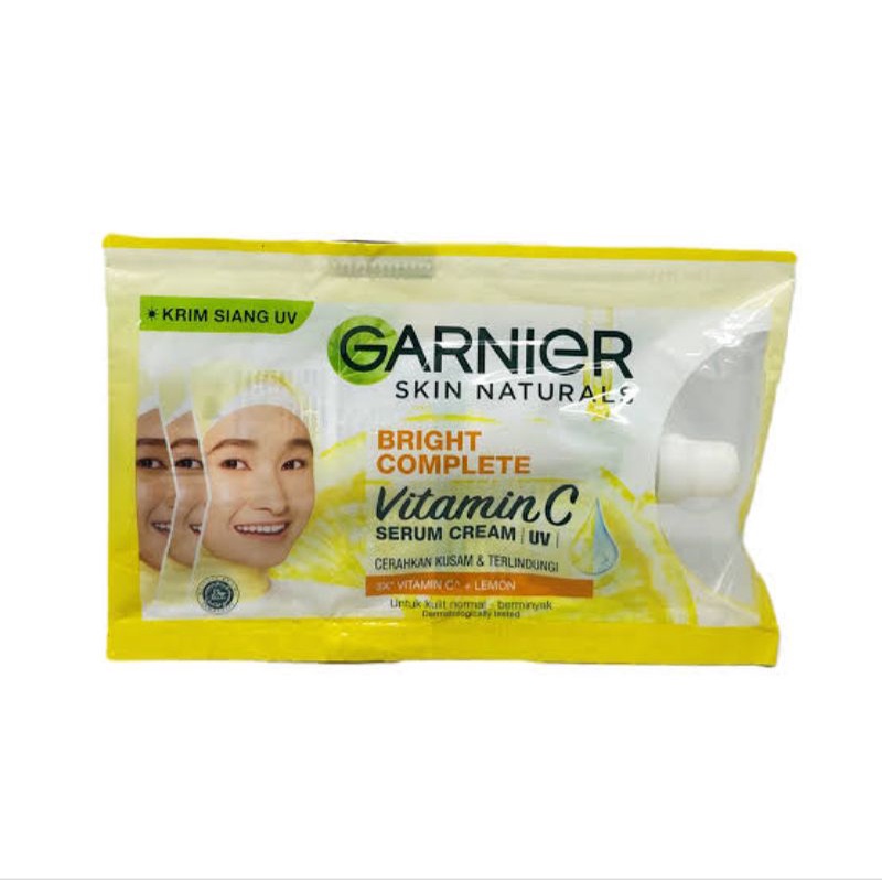 Sachet Garnier Serum Cream Brigtening Complite /Pelembab Wajah Garnier serum Cream /Garnier Kuning