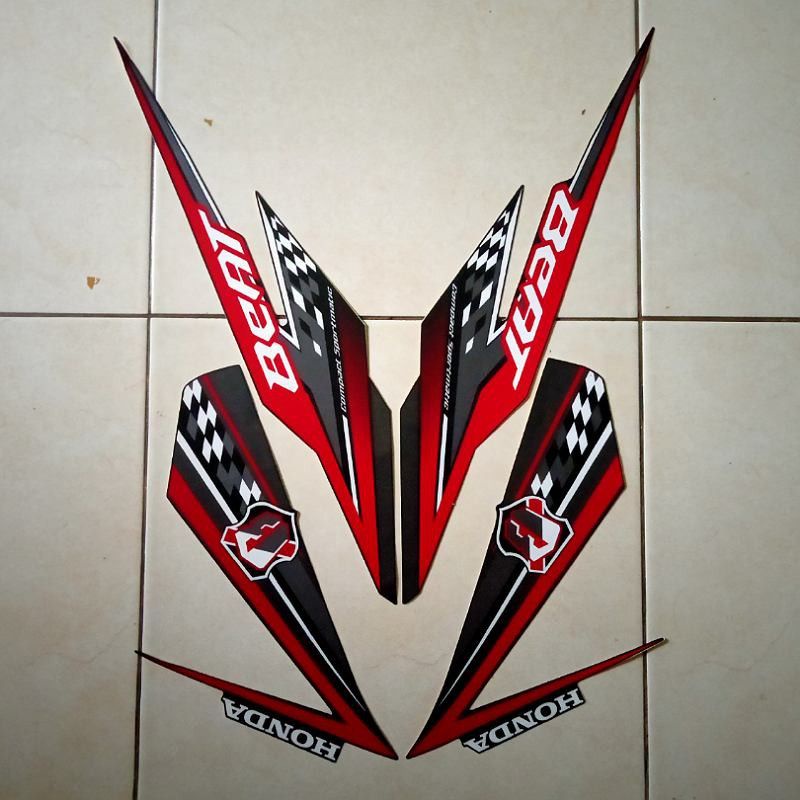 stiker striping Honda beat esp 2018 hitam merah